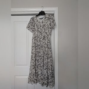 Black And White Floral Sun Dress Church Dress